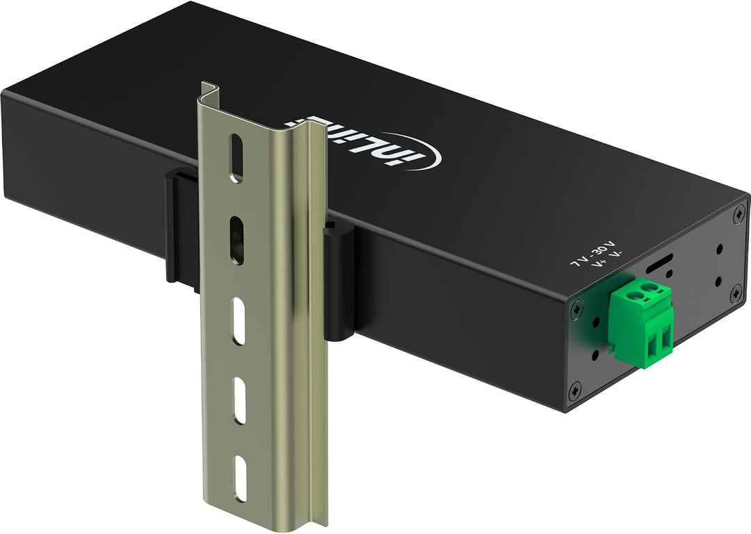 Inline USB 3.2 Gen.1 Industrie-Hub mit 10 Ports, Aluminiumgehäuse, DIN-Schienen-Montage, aktiver USB