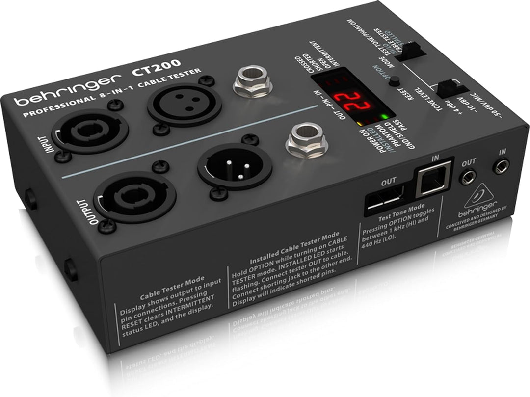 Behringer CT200 Mikroprozessorgesteuerter 8-in-1-Kabeltester, CT200