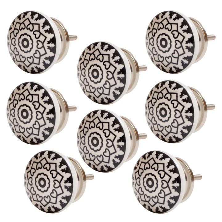 Set 8 Stück Möbelknöpf Keramik Mandala Energy Shabby-Chic Schrankknöpfe Türgriff (Knober 08 X OMT 08