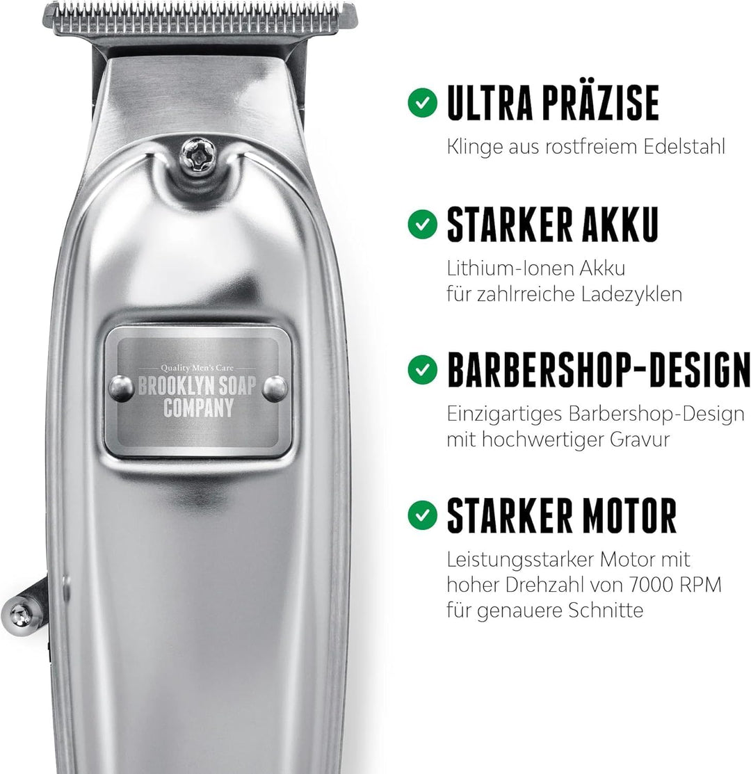 Brooklyn Soap Company - Brooklyn Blade Barttrimmer USB-C mit Zusatz-Aufsätzen - Profi Bartschneider