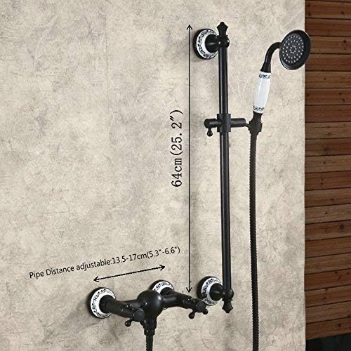 Hiendure ®Wandhalterung Wanne Dusche Wasserhahn, Mischbatterie, mit Handbrause, Öl eingerieben Bronz