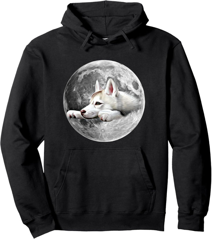Wolf im Vollmond Motiv Wölfe Lupus Rudel Mond Tiere Raubtier Pullover Hoodie