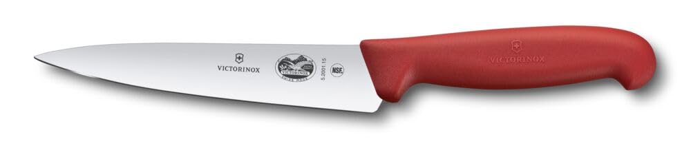 Victorinox Fibrox Kochmesser, Breites Universalmesser für Obst und Gemüse, 15 cm, Gerade Klinge, Sch