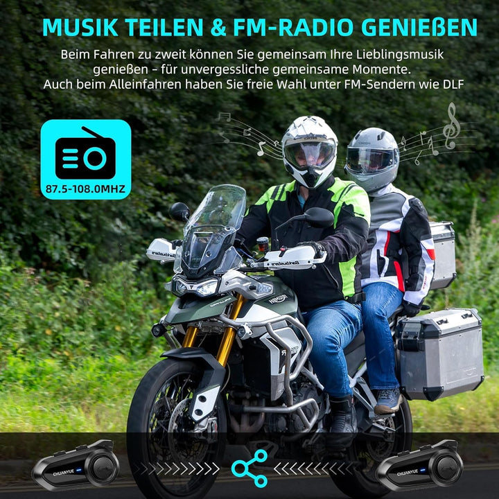 R18 Motorrad Headset with Intercom ，für 10 Personen und 2000 m Reichweite Kommunikationssystemmit, H