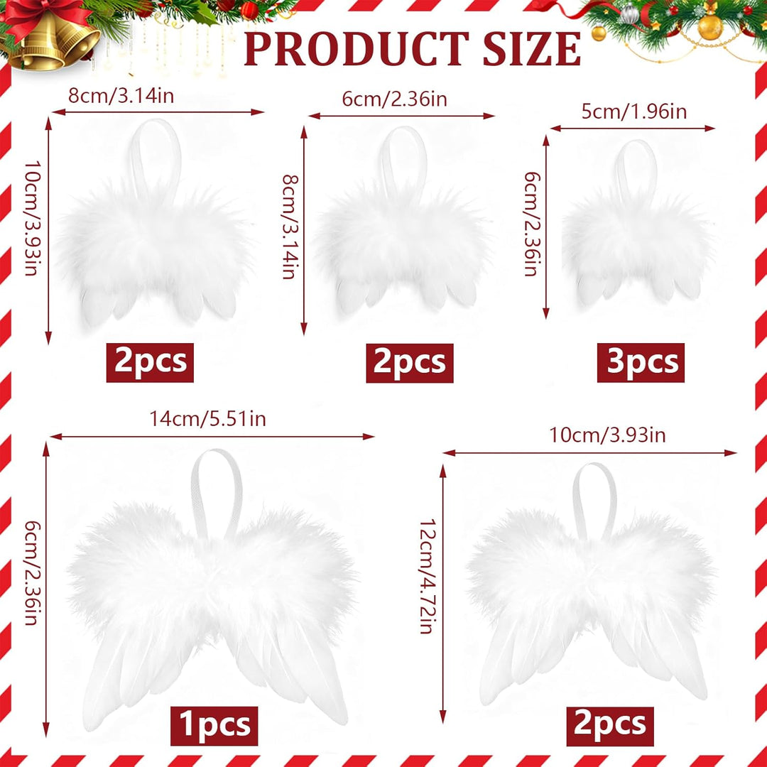 10 Stück Engelsflügel Weihnachten Weiss, Christbaumschmuck Federn Anhänger, Weihnachtsbaumschmuck En