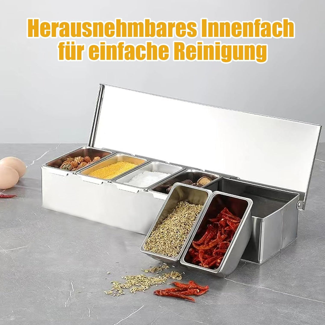 Zutatenbehälter mit Deckel und Löffel, Gewürzbox Beilagenbehälter Zutatenbehälter, Barbehälter, Pizz