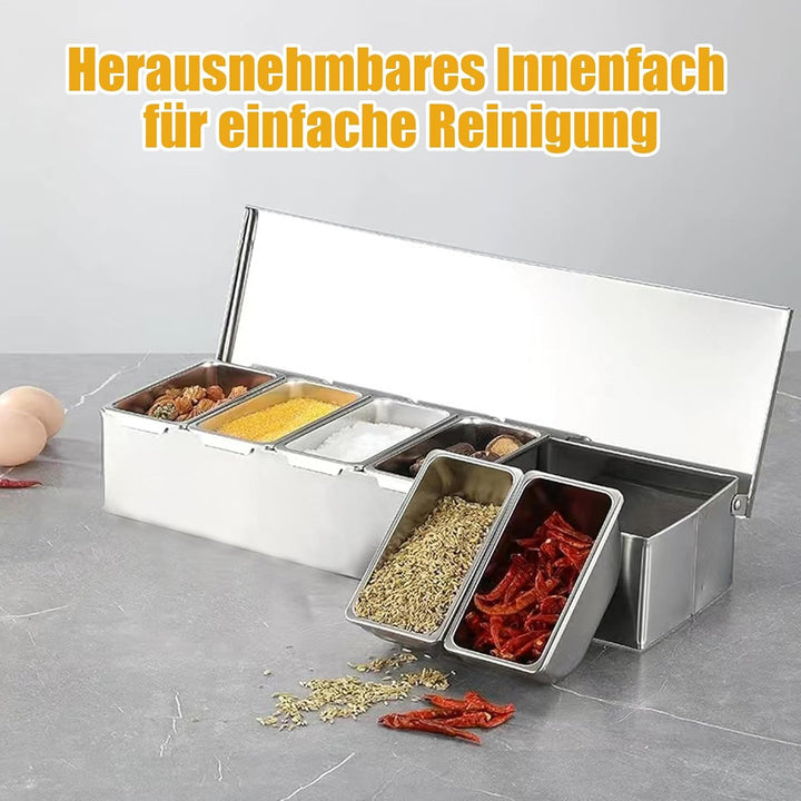 Zutatenbehälter mit Deckel und Löffel, Gewürzbox Beilagenbehälter Zutatenbehälter, Barbehälter, Pizz