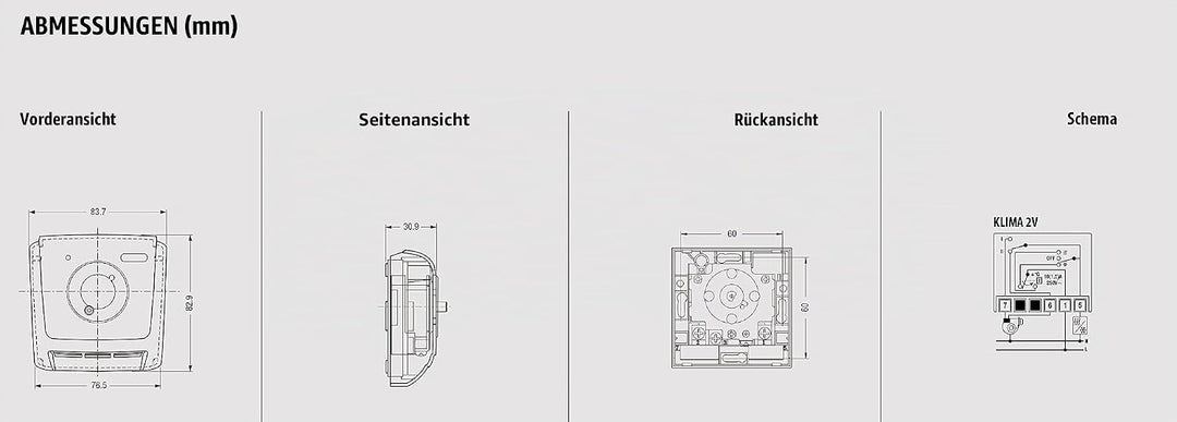 VEMER VE024600 KLIMA 2V - Mechanischer Raumthermostat für Gebläsekonvektoren, Heizungsthermostat, 2-