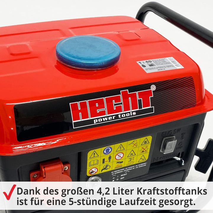 HECHT Stromgenerator – 720 Watt – 2-Takt Motor – 230V Steckdose – Stromaggregat mit robustem Trage-