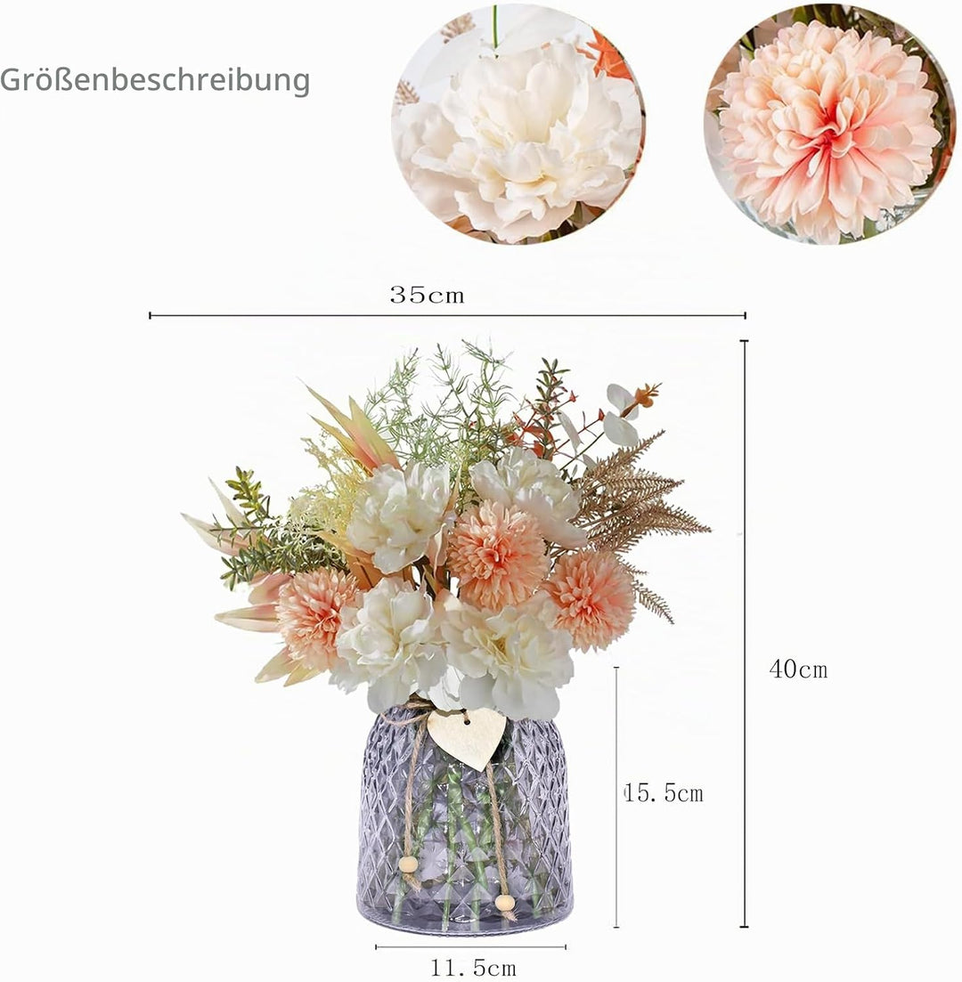 Silvotek Kunstblumen im Topf - Künstliche Blumen Tischdeko Wohnzimmer Künstliche Rosen, Deko Blumen