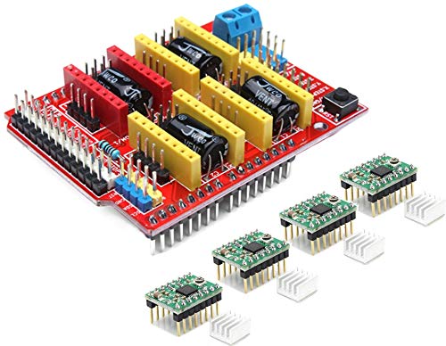 CNC Shield Board + 4 Pieces A4988 (Green Color) Step Driver For 3D Printer