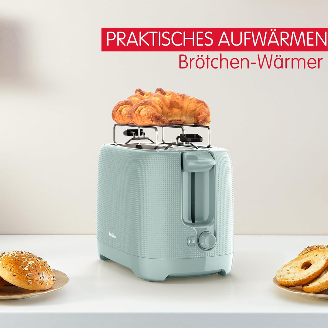 Moulinex Morning Toaster, 7 Bräunungsstufen, Brötchen-Aufsatz, Stopp-Funktion, extrabreite Schlitze,