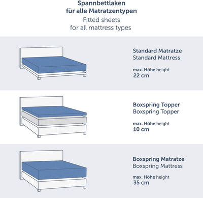 Blumtal® Premium Spannbettlaken 200x200cm Jersey Boxspringbetten im 2er Set - OEKO-TEX zertifizierte