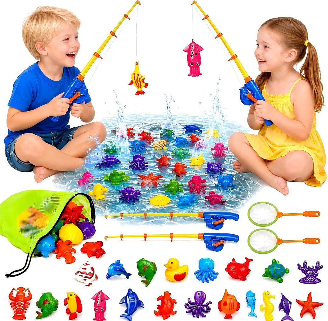 Wasserspielzeug Kinder Outdoor Pool Spielzeug Kinder ab 3 4 5 Jahre Angelspiel mit 30 Magnetischen F