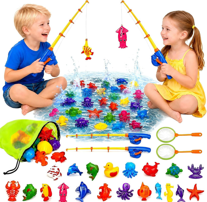 Wasserspielzeug Kinder Outdoor Pool Spielzeug Kinder ab 3 4 5 Jahre Angelspiel mit 30 Magnetischen F