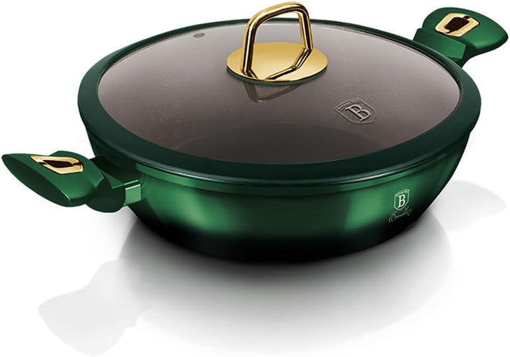 BerlingerHaus Emerald Collection Shallow Pfanne mit Deckel, 28 cm, BH/6060 emerald Edelstahl 18/8, G