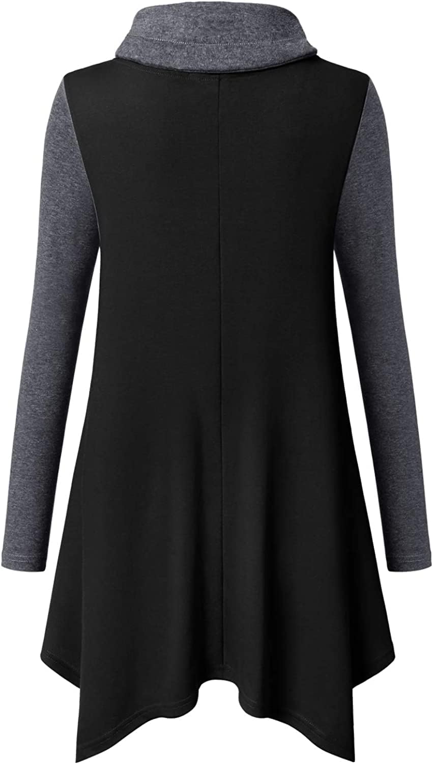 Amrto Damen Tunika Longpullover Turtleneck Langarm Shirts Bluse Casual Pullover Mit Taschen Lange Sw