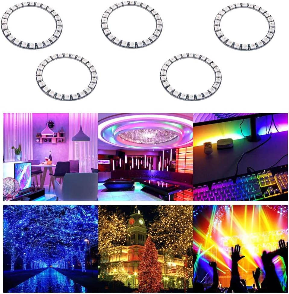 WS2812 RGB LED 24 Bits 24 X LED WS2812B 5050 Vollfarblicht adressierbarer Ring mit integriertem Trei