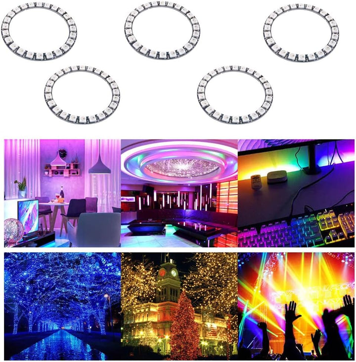 WS2812 RGB LED 24 Bits 24 X LED WS2812B 5050 Vollfarblicht adressierbarer Ring mit integriertem Trei