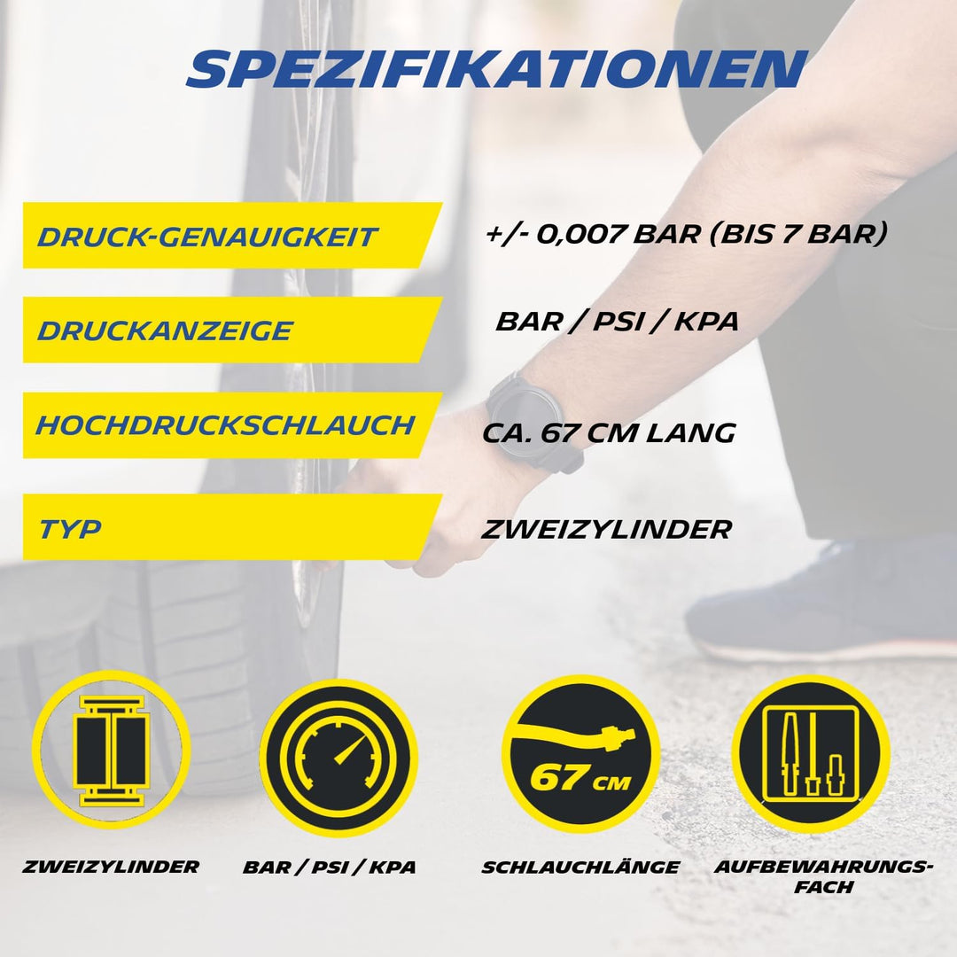 Michelin 92421 Fusspumpe mit digitalem Manometer, 2 Zylinder, Schwarz 2 Zylinder Fusspumpe Single, 2