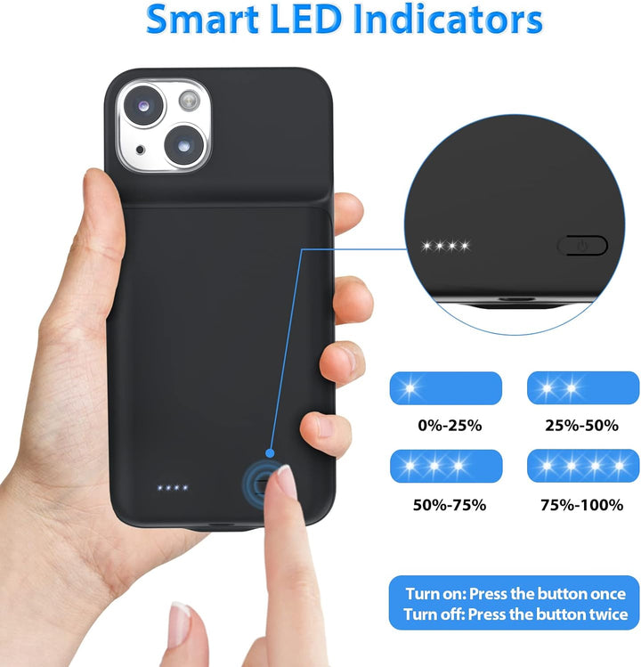 HUOBAO Batteriehülle für iPhone 14 Plus, [7000mAh] Ladekoffer für iPhone, Schützende tragbare Ladeta