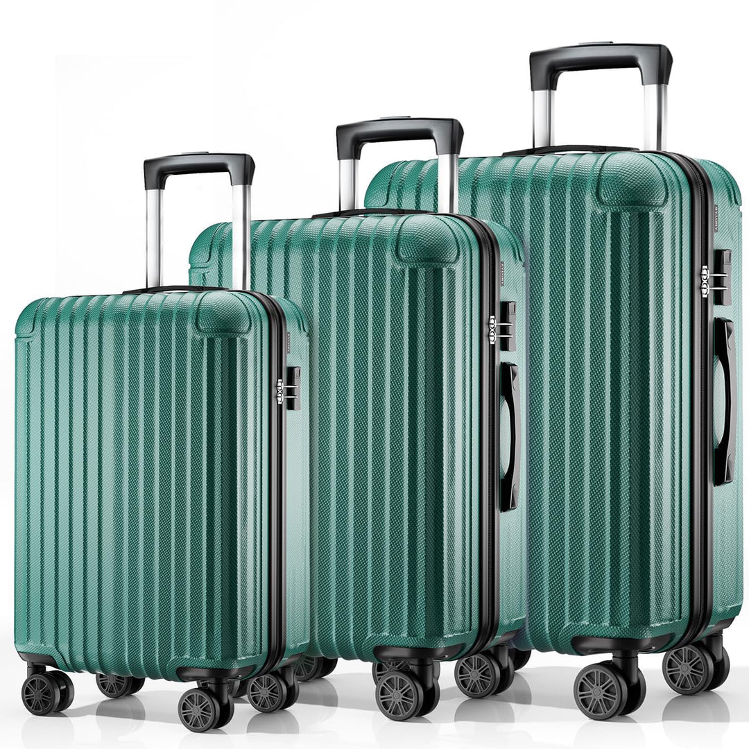 ABISTAB Voyager Reisekoffer Set 3-teilig, Hartschalen Koffer & Trolleys mit 4 Rollen, Zahlenschloss,