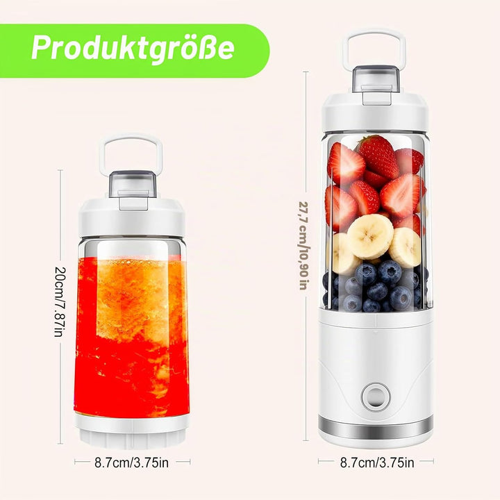 Tragbarer Mixer Smoothie Maker, 650ml Abnehmbarer Behälter mit 4000mAh Kabellos, Mini Standmixer Zer