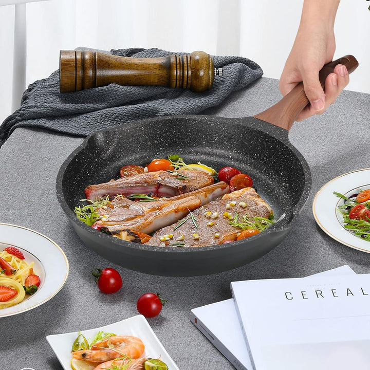 ZUOFENG Antihaft Pfanne Bratpfanne mit Deckel Beschichtet 28cm, Granit Pfannen Nonstick Frying Pan,