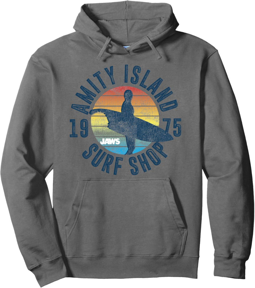 Jaws Amity Island Surf Shop 1975 Retro Logo Pullover Hoodie