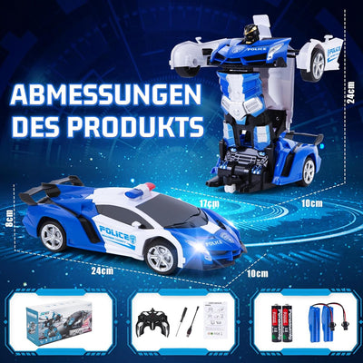 Vubkkty Auto Roboter Spielzeug für Kinder, 2.4GHz Fernbedienung Zwei-in-Eins Transformator RC Auto,