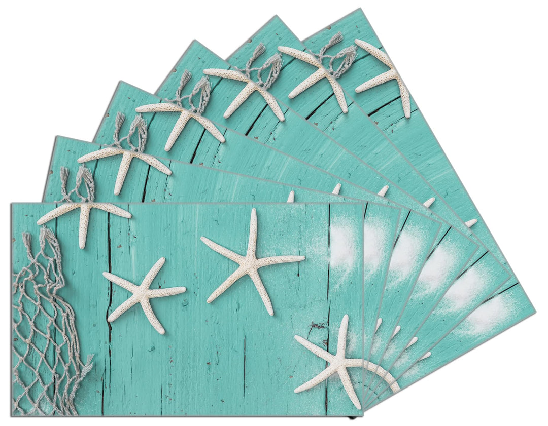 Wallario 6er Set Frühstücksbrettchen aus Glas, Glasunterlage, Glasbrettchen Maritime Dekoration, Grö
