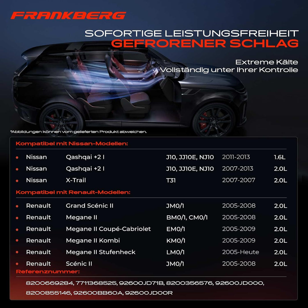 Frankberg Klimakompressor Klimaanlage Kompatibel mit Qashqai +2 I J10 JJ10E NJ10 2007-2013 X-Trail G