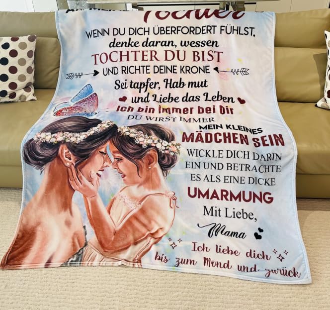 Kuscheldecke für Meine Tochter, An Meine Tochter Decke von Mama, Mutter Tochter Decke mit Spruch Deu