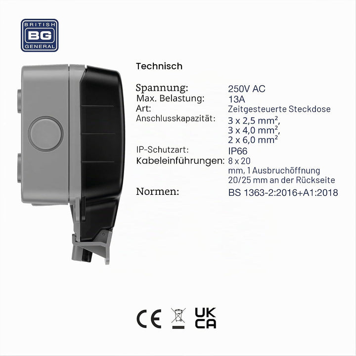 BG Electrical, Zeitschaltuhr „Nexus“, 13 A, Sturm- und wetterfest, 1