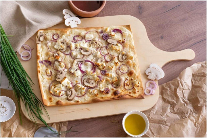 Eli Flammkuchenbrett Grösse L 9er Set - langlebiges Servierbrett aus hartem Birken Holz, 2mal so har
