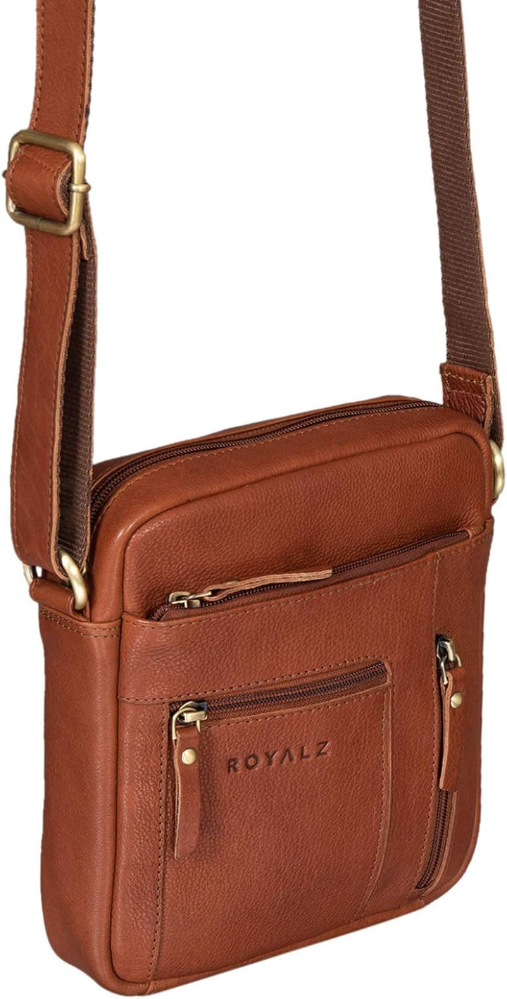 ROYALZ 'Dallas' Kleine Umhängetasche Herren Leder Vintage Look Echtleder Männer Ledertasche Mini Sch