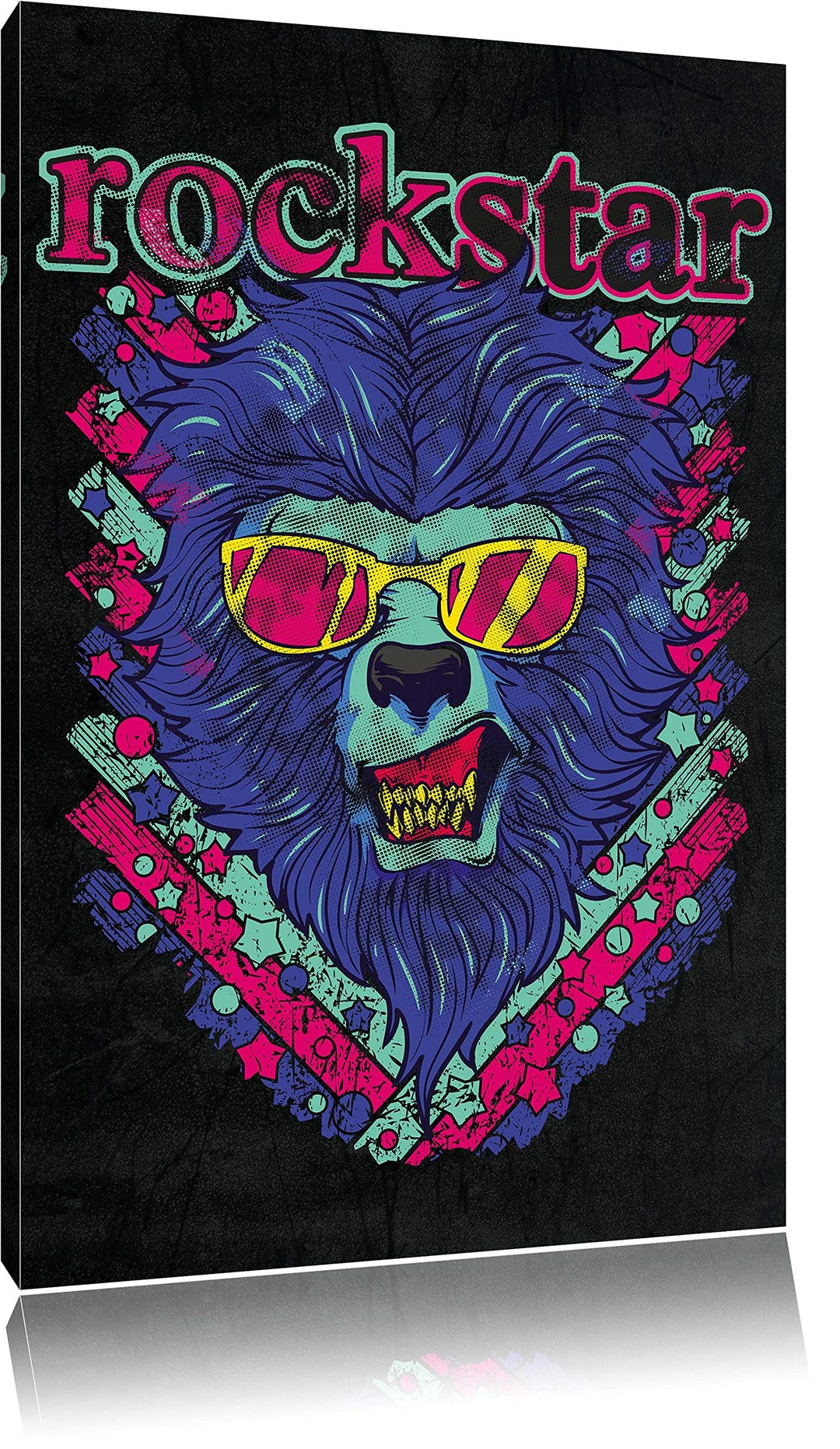Dark Rockstar-lion black Leinwandbild Bild auf Leinwand, XXL riesige Bilder fertig gerahmt mit Keilr