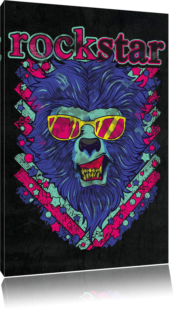 Dark Rockstar-lion black Leinwandbild Bild auf Leinwand, XXL riesige Bilder fertig gerahmt mit Keilr