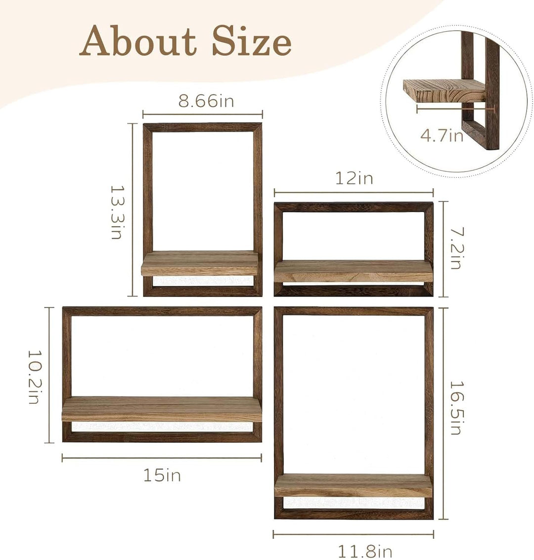 4er Wandregal Holz Schweberegal Regal, Dekorative Regale aus Massive Holz, Schweberegal Stabiles Hän