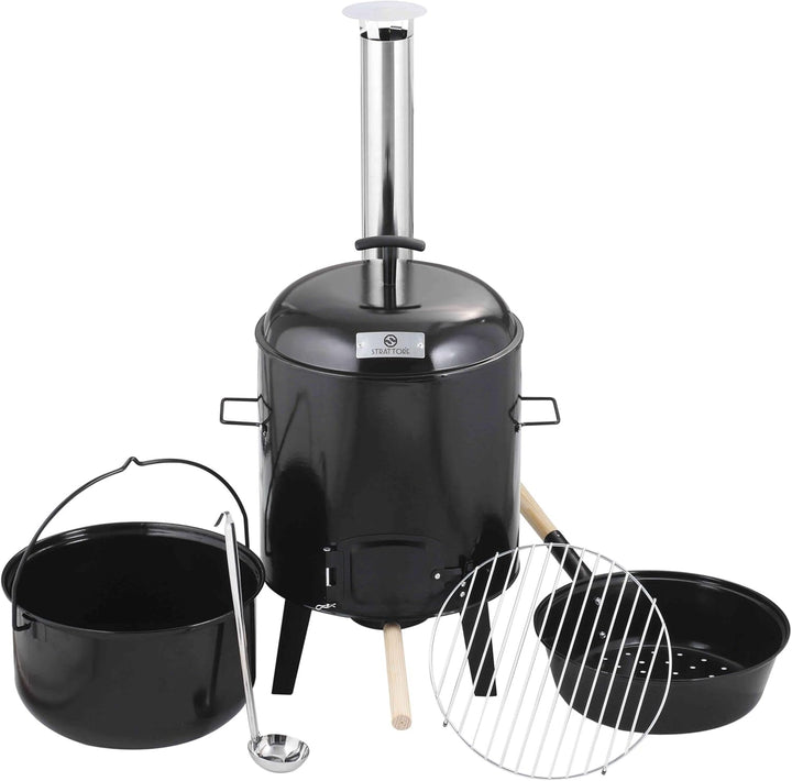 Strattore Gulaschkanone Gulaschkessel 19 Liter Eintopfofen mit Grillfunktion Ofen Grill Kugelgrill -
