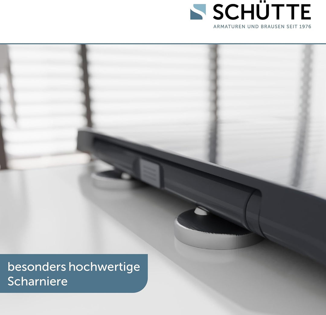 SCHÜTTE D-Form WC-Sitz mit Absenkautomatik, Abnehmbarer Klodeckel aus bruchsicherem Duroplast, DIY M