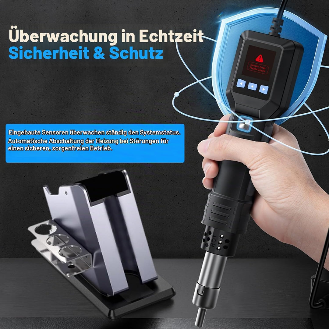 Heissluftpistol, Heissluftgebläse 550W 100°C bis 450°C 20 Einstellbare Windgeschwindigkeiten mit 1 D