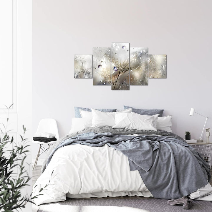 Runa Art Bild Wohnzimmer Schlafzimmer Blumen Pusteblumen 5 Teilig Morgentau Braun Wandbilder auf Vli