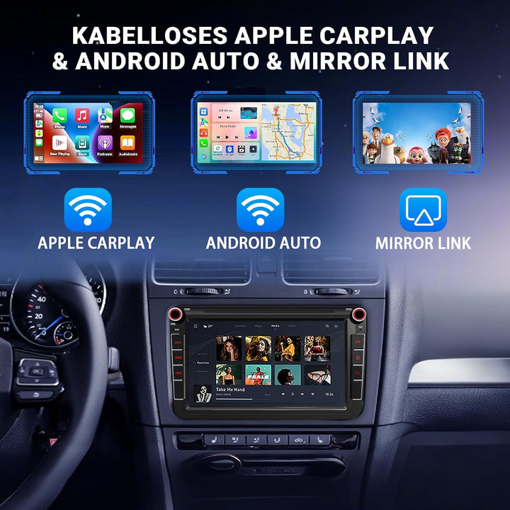 Autoradio für VW Golf 5 6 T5 Polo Sharan Passat Tiguän,[Android 14.0 4GB+64GB 2.0Ghz] CAWELL Doppel
