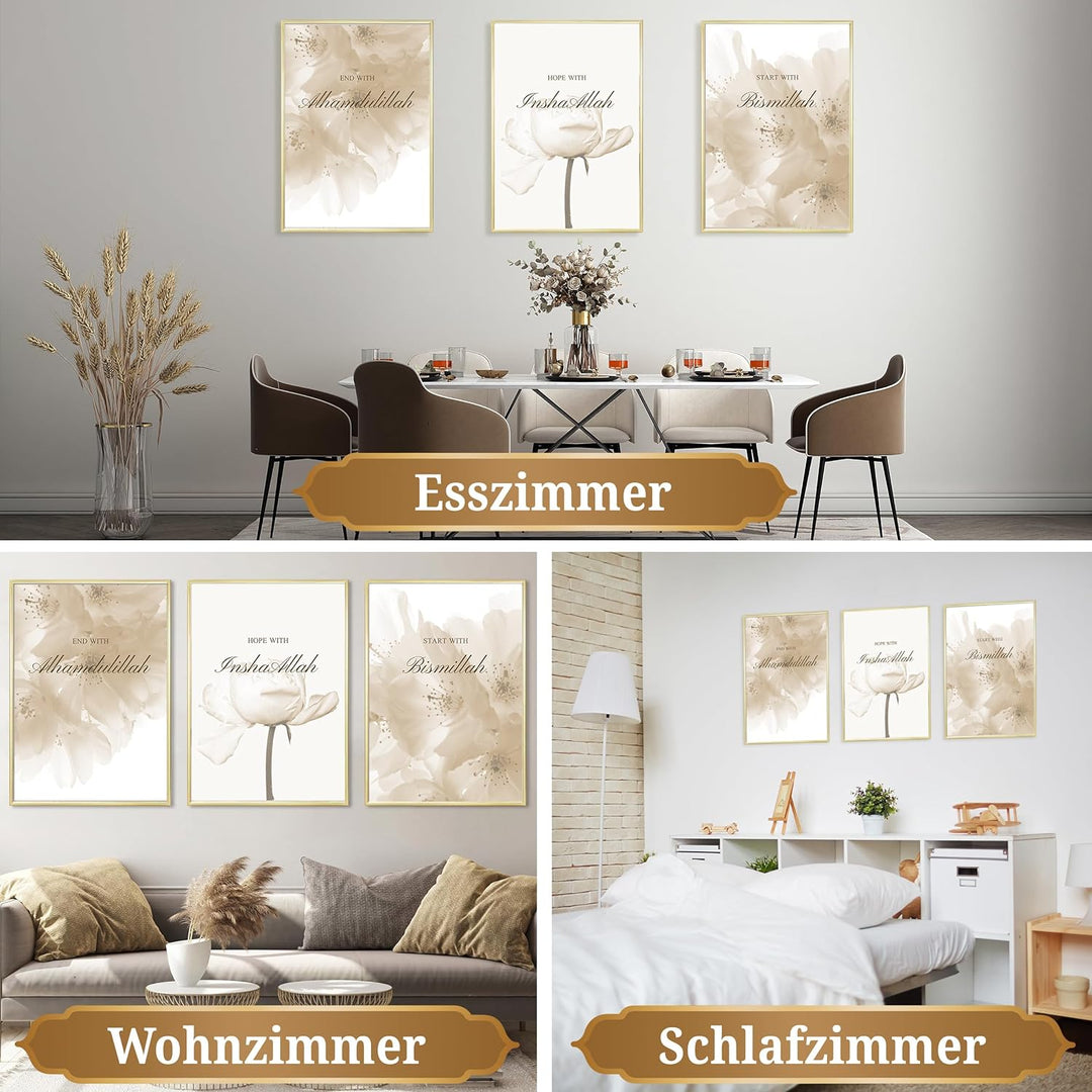 HAVA Artwork Beige Dream Poster Set, Islamische Poster, Islamische Bilder, Islamische Dekoration, Is