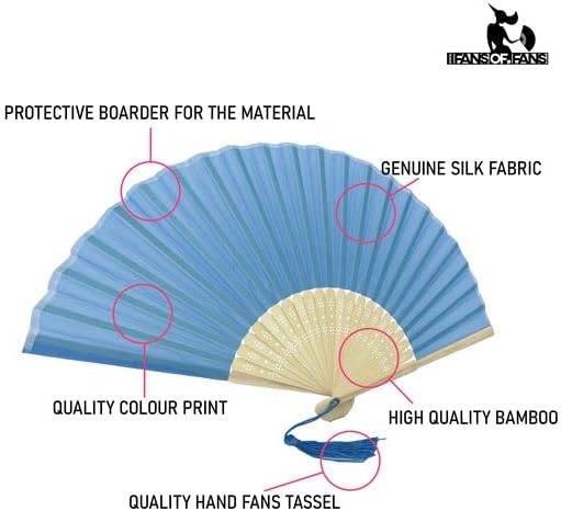 FANSOF.FANS 10 Stück Stofffächer mit einer Quaste Grade A Bambus Rippen Party Favor Handheld Fan (Tr