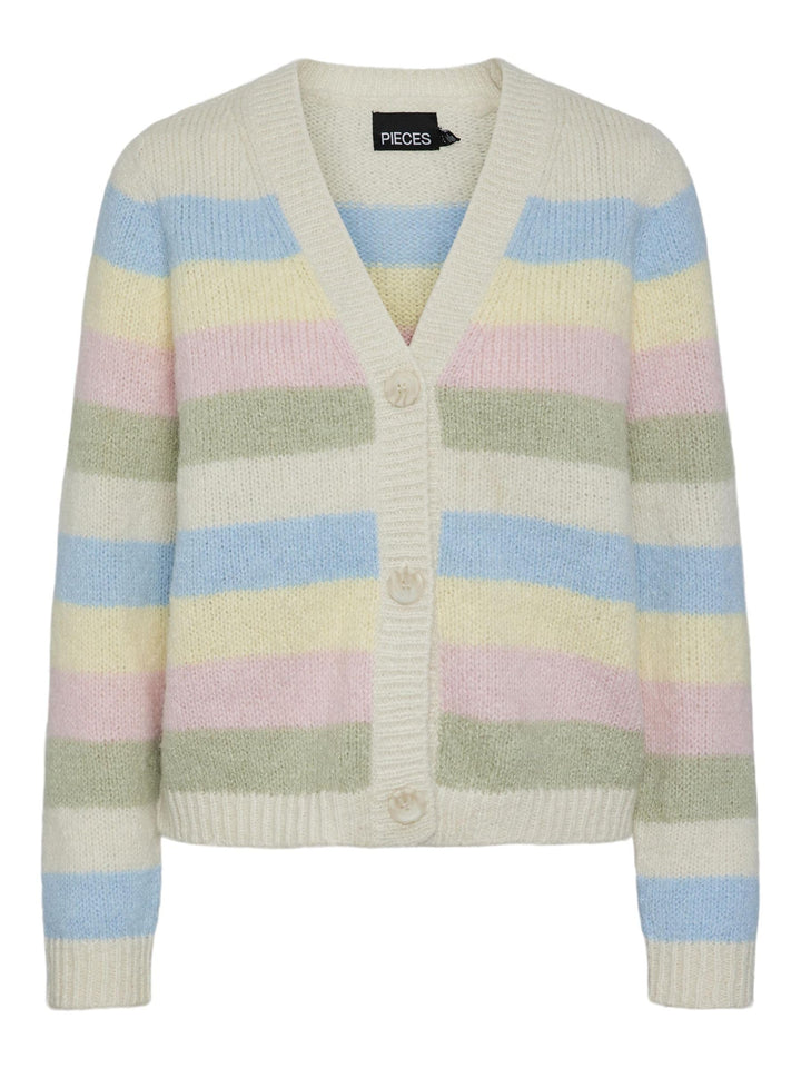 Pieces Damen Pcnatasha Ls Knit Cardigan Noos Bc Cp Strickjacke (1er Pack) S Birch/Stripes:airy Blue-