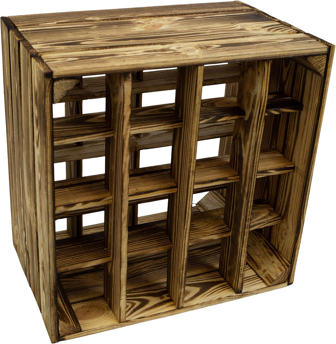 Kistenkolli Altes Land 3 x geflammtes Weinregal 16er Masse 40x40x27cm aus Holz Flaschenablage Weinre
