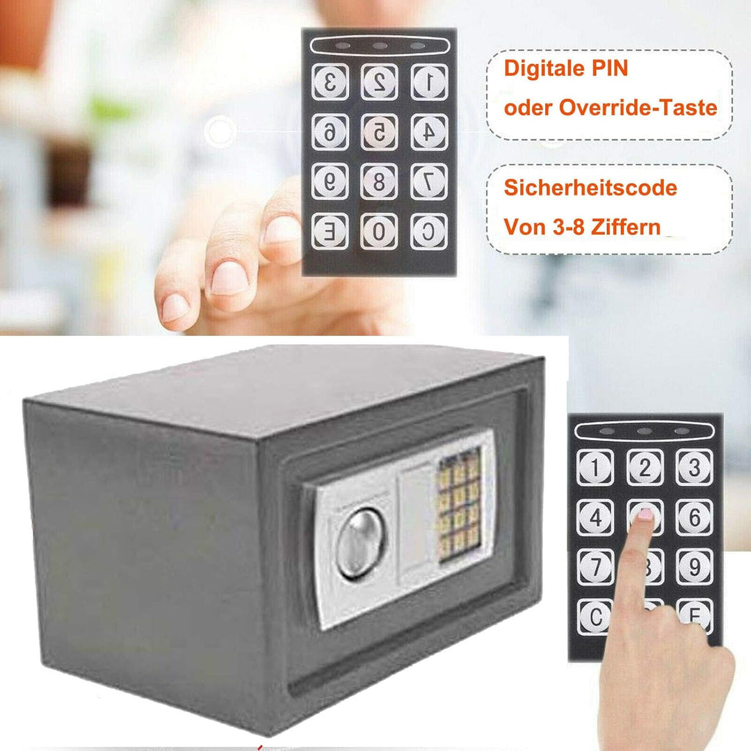 Tresor 31x20x20cm Elektronischer Safe, Elektronik Zahlenschloss Doppelstahlbolzen Montagematerial Sa