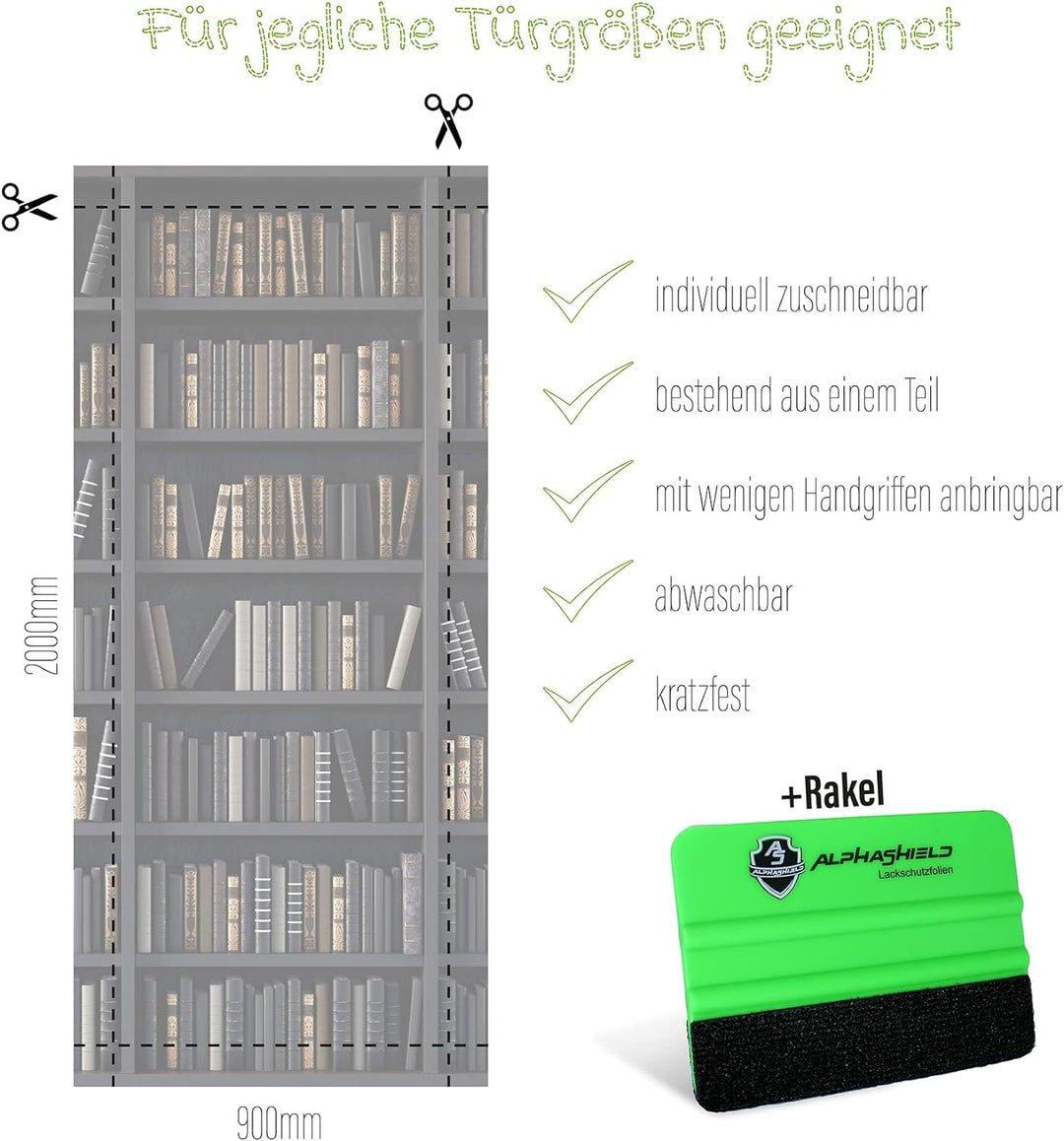 Finest Folia Türfolie 90x200 cm Türtapete Türposter Folie für Tür Wohnzimmer Kinderzimmer Küche Türa